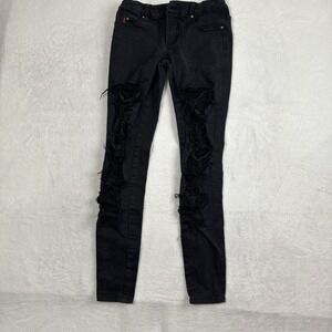 Y2K Tripp NYC Black Denim Jeans Women's Size 3 Distressed 25" W x 28" L